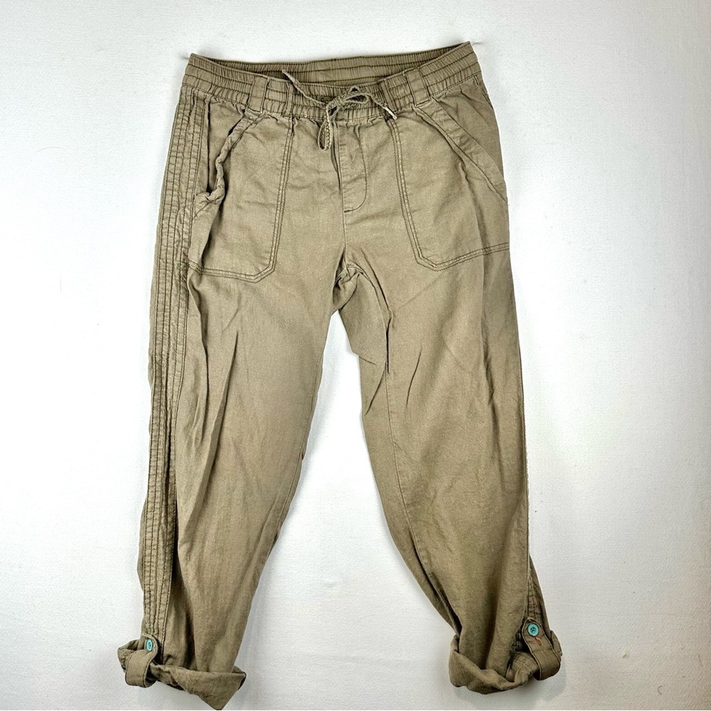 Hei Hei Anthropologie Pull On Convertible‎ Roll Up Pants Capris Linen Blend